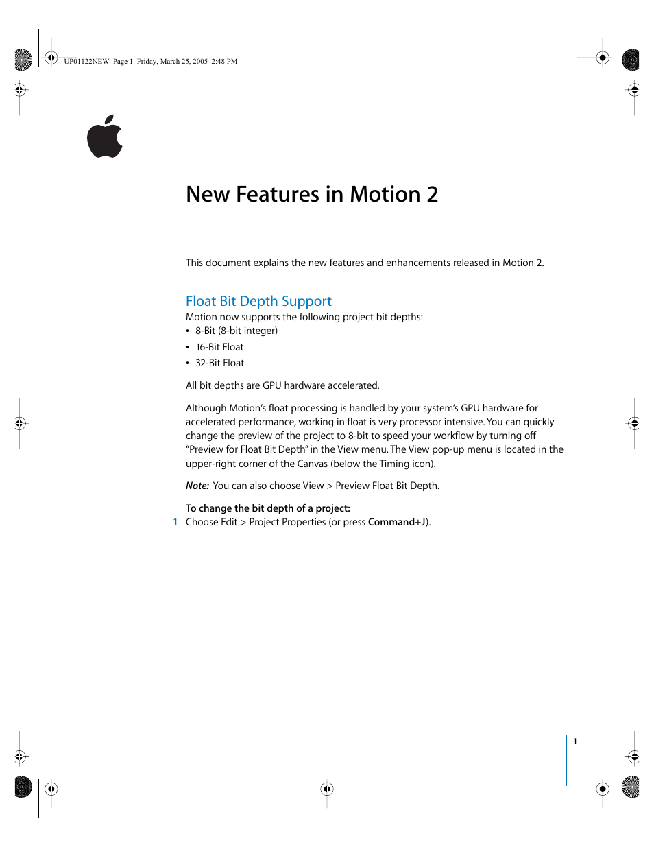 Apple New Features in Motion 2 User Manual | 9 pages