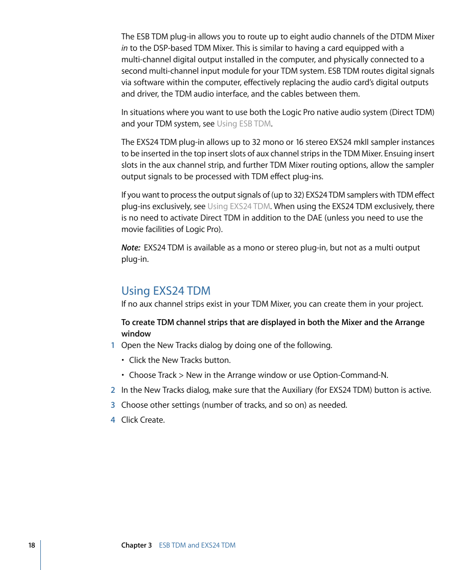 Using exs24 tdm | Apple Logic Pro 9 (TDM Guide) User Manual | Page 18 / 26