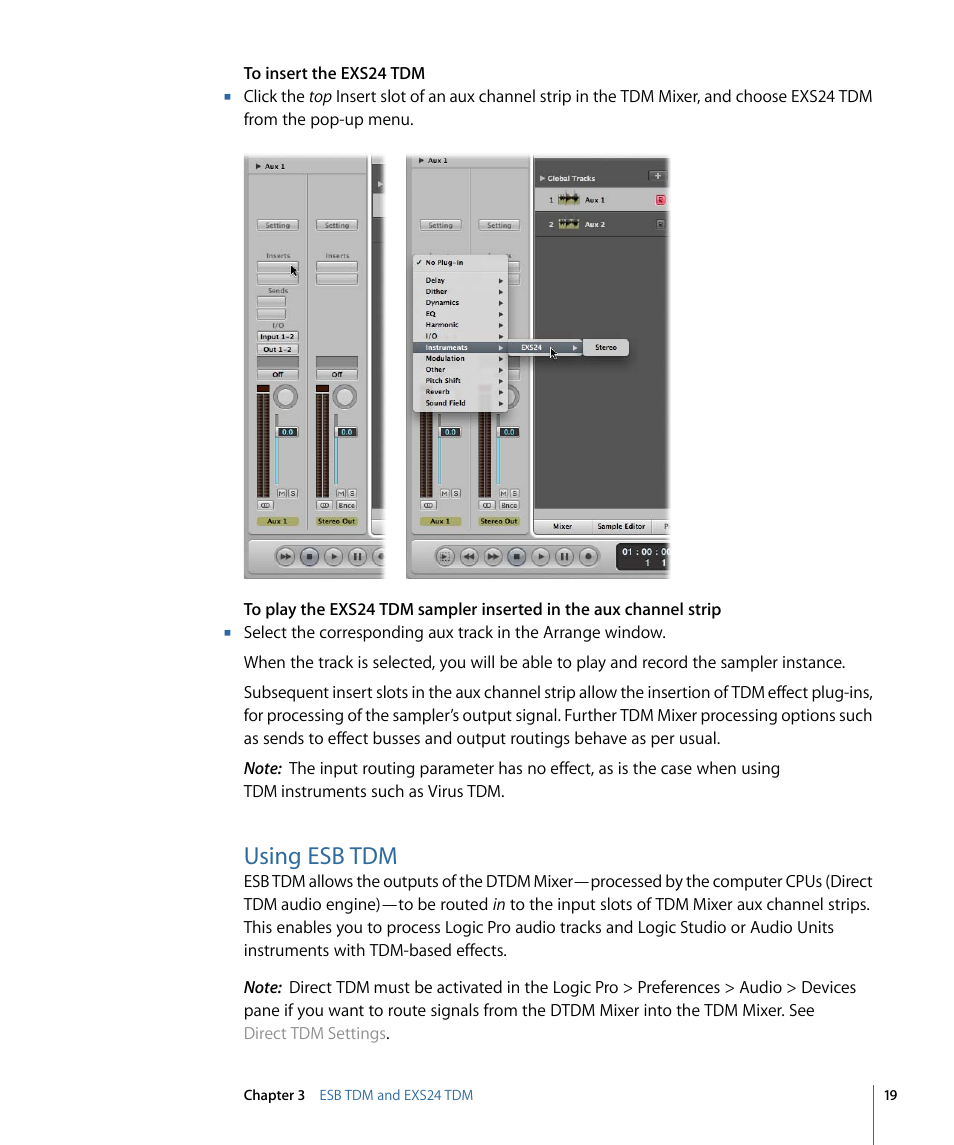 Using esb tdm | Apple Logic Pro 9 (TDM Guide) User Manual | Page 19 / 26