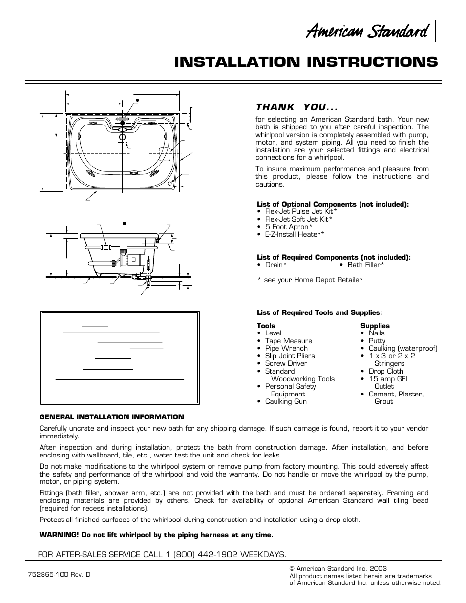 American Standard Williamsburg Elite 2805E SERIES User Manual | 4 pages