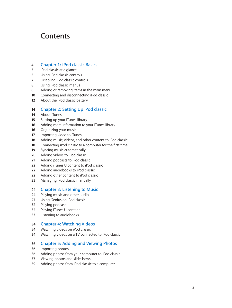 Apple iPod classic 160 GB User Manual | Page 2 / 58