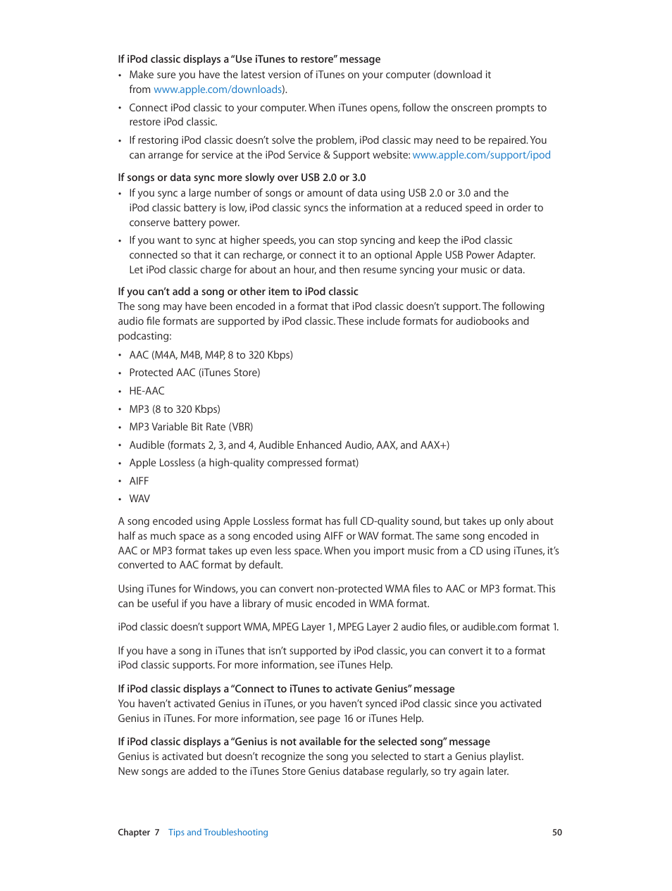Apple iPod classic 160 GB User Manual | Page 50 / 58