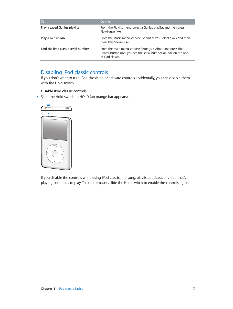 Disabling ipod classic controls | Apple iPod classic 160 GB User Manual | Page 7 / 58