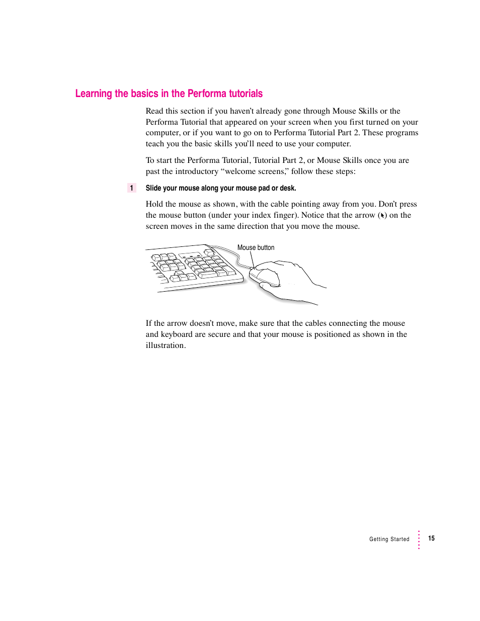 Learning the basics in the performa tutorials | Apple Macintosh Performa 6360 Series User Manual | Page 15 / 199