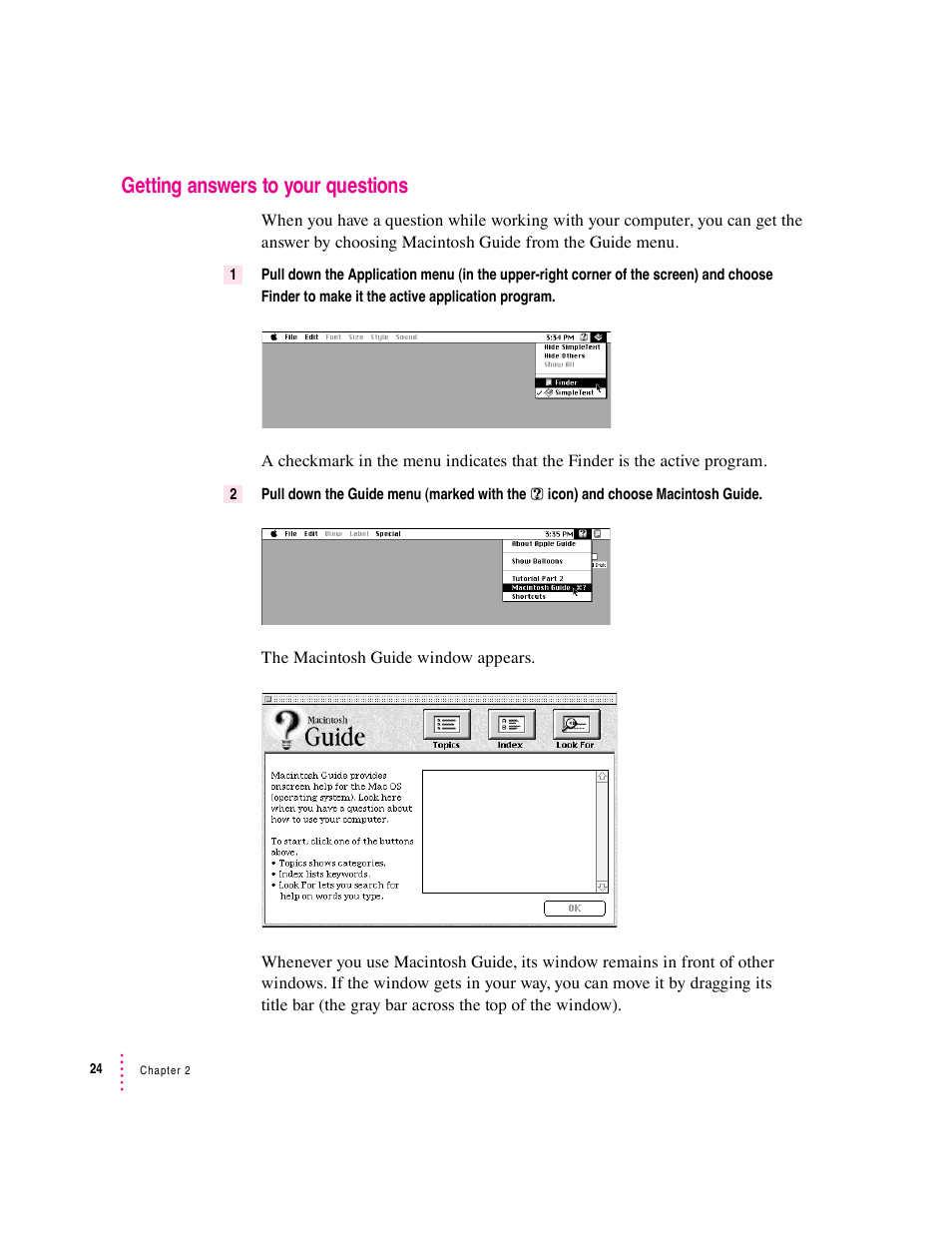 Getting answers to your questions | Apple Macintosh Performa 6360 Series User Manual | Page 24 / 199