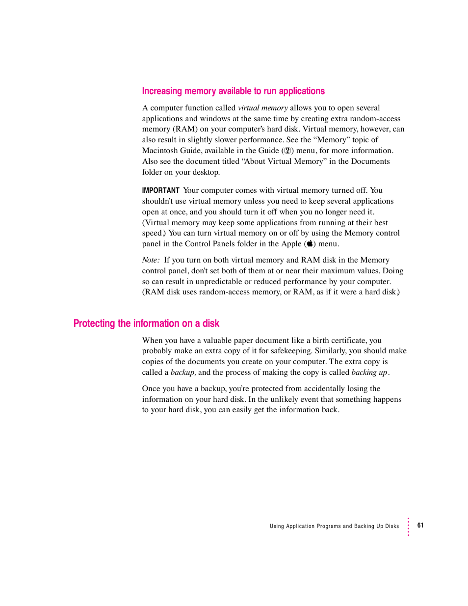 Protecting the information on a disk | Apple Macintosh Performa 6360 Series User Manual | Page 61 / 199