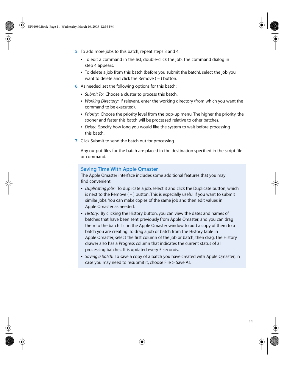 Saving time with apple qmaster | Apple Qmaster 2 User Manual | Page 11 / 25