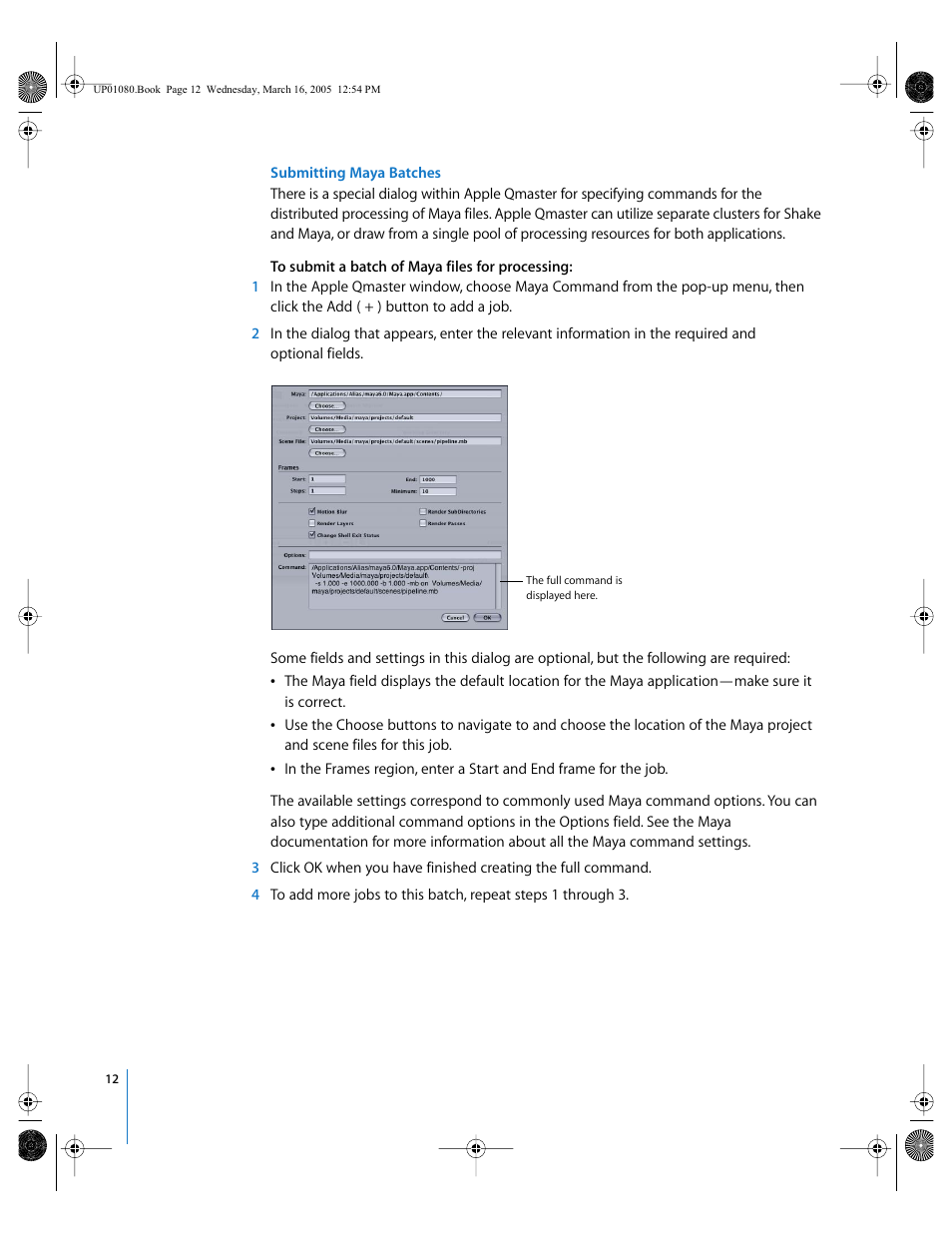 Submitting maya batches | Apple Qmaster 2 User Manual | Page 12 / 25