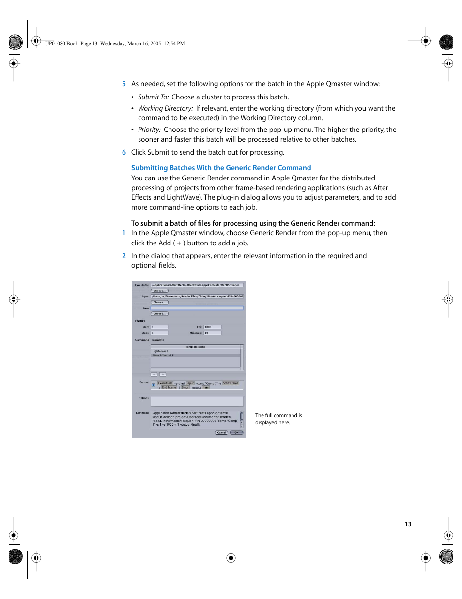 Submitting, Batches with the generic render command | Apple Qmaster 2 User Manual | Page 13 / 25