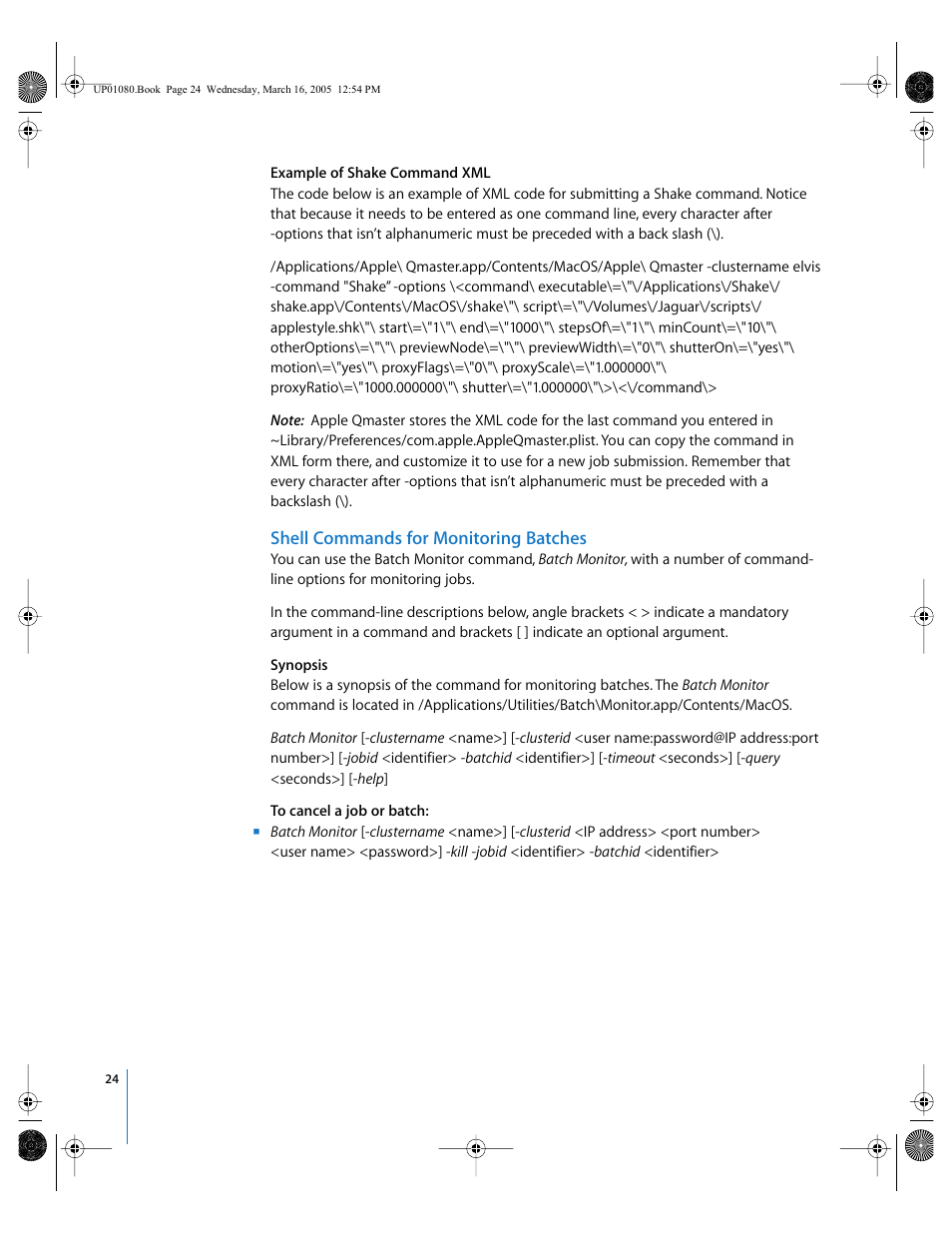 Shell commands for monitoring batches | Apple Qmaster 2 User Manual | Page 24 / 25