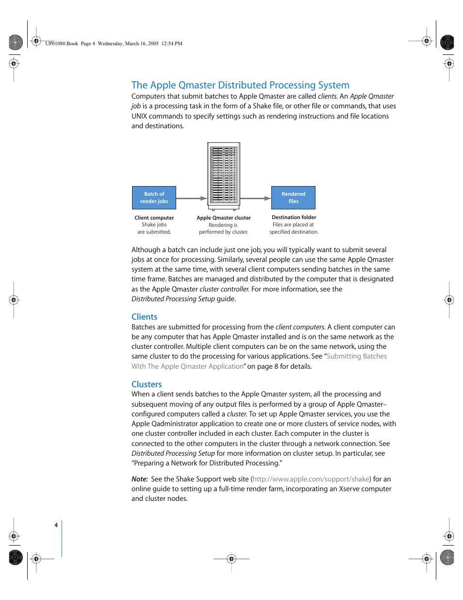 The apple qmaster distributed processing system, Clients, Clusters | P. 4) | Apple Qmaster 2 User Manual | Page 4 / 25