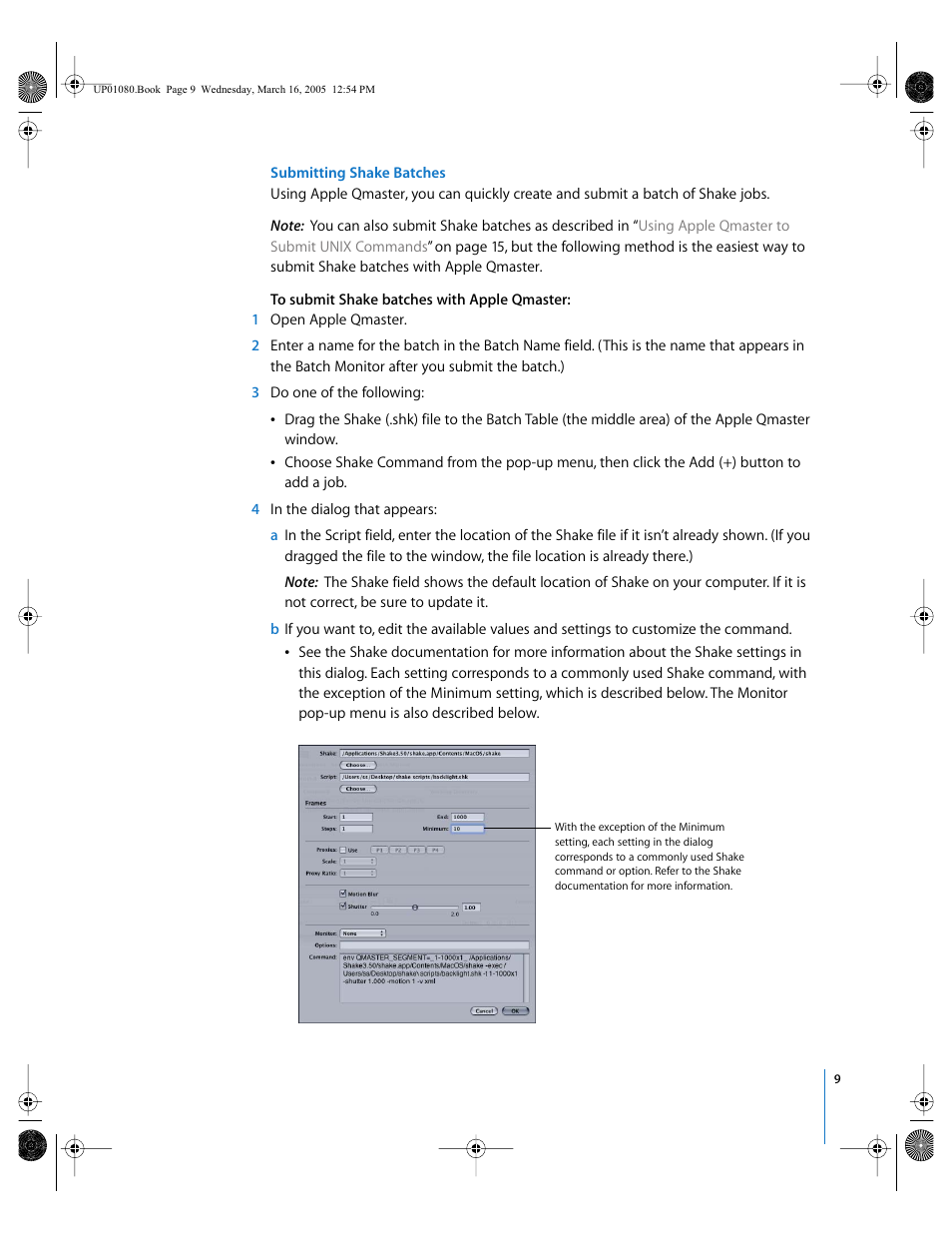 Submitting shake batches, Belo | Apple Qmaster 2 User Manual | Page 9 / 25