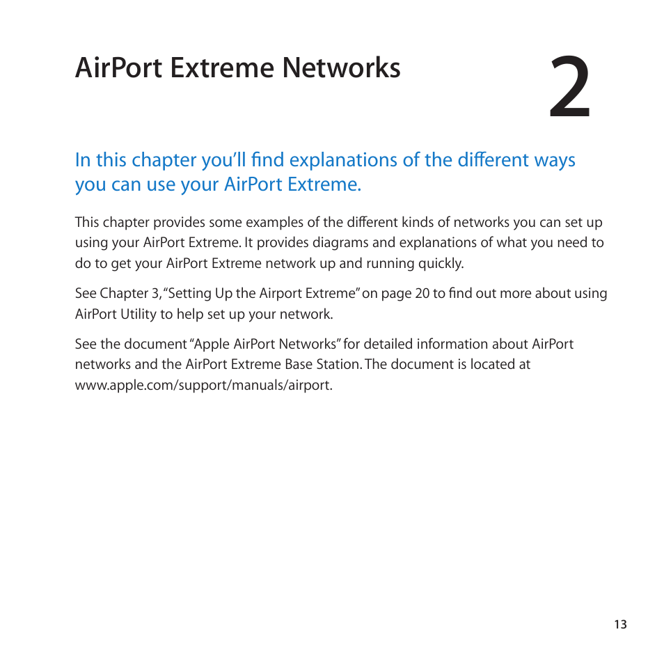 Airport extreme networks | Apple AirPort Extreme 802.11n (5th Generation) User Manual | Page 13 / 44