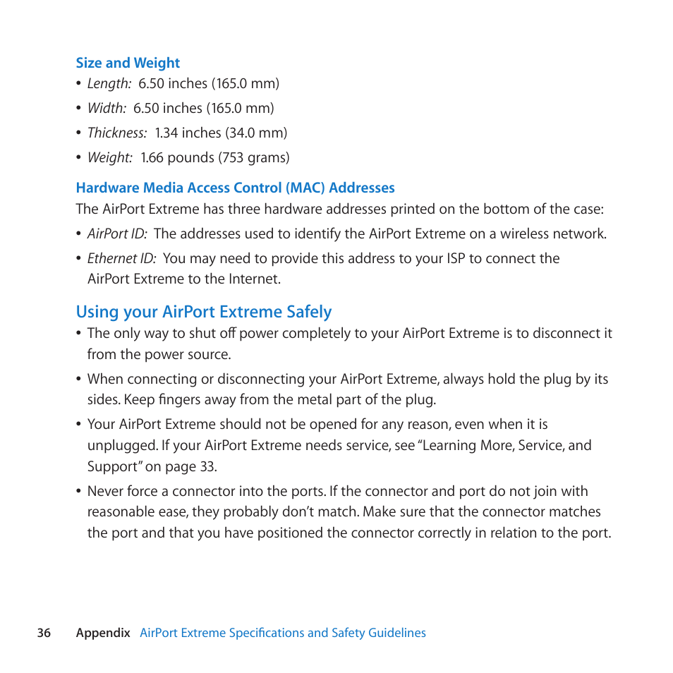 Apple AirPort Extreme 802.11n (5th Generation) User Manual | Page 36 / 44