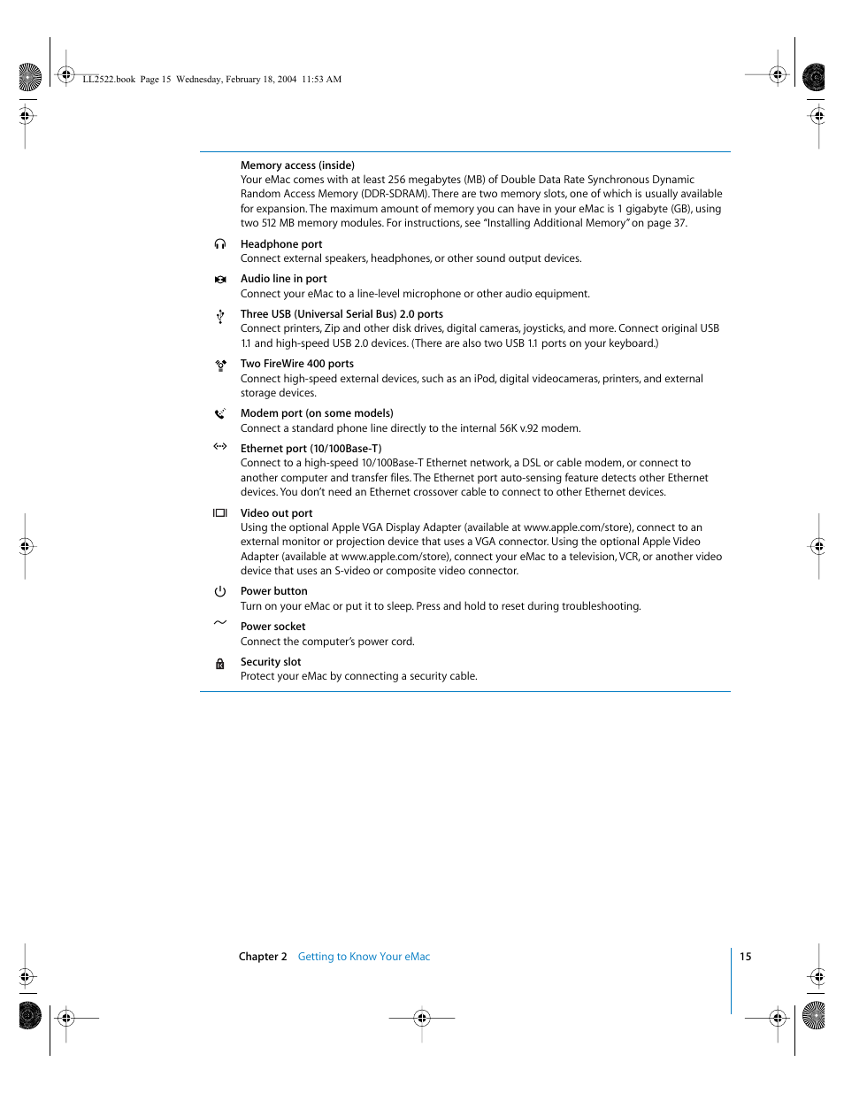 Apple eMac (USB 2.0; Early 2004) User Manual | Page 15 / 88