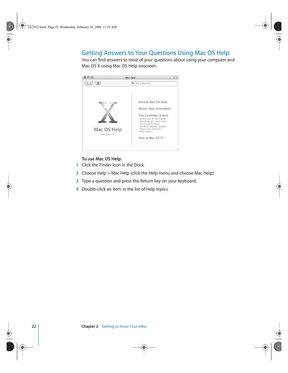 Apple eMac (USB 2.0; Early 2004) User Manual | Page 22 / 88