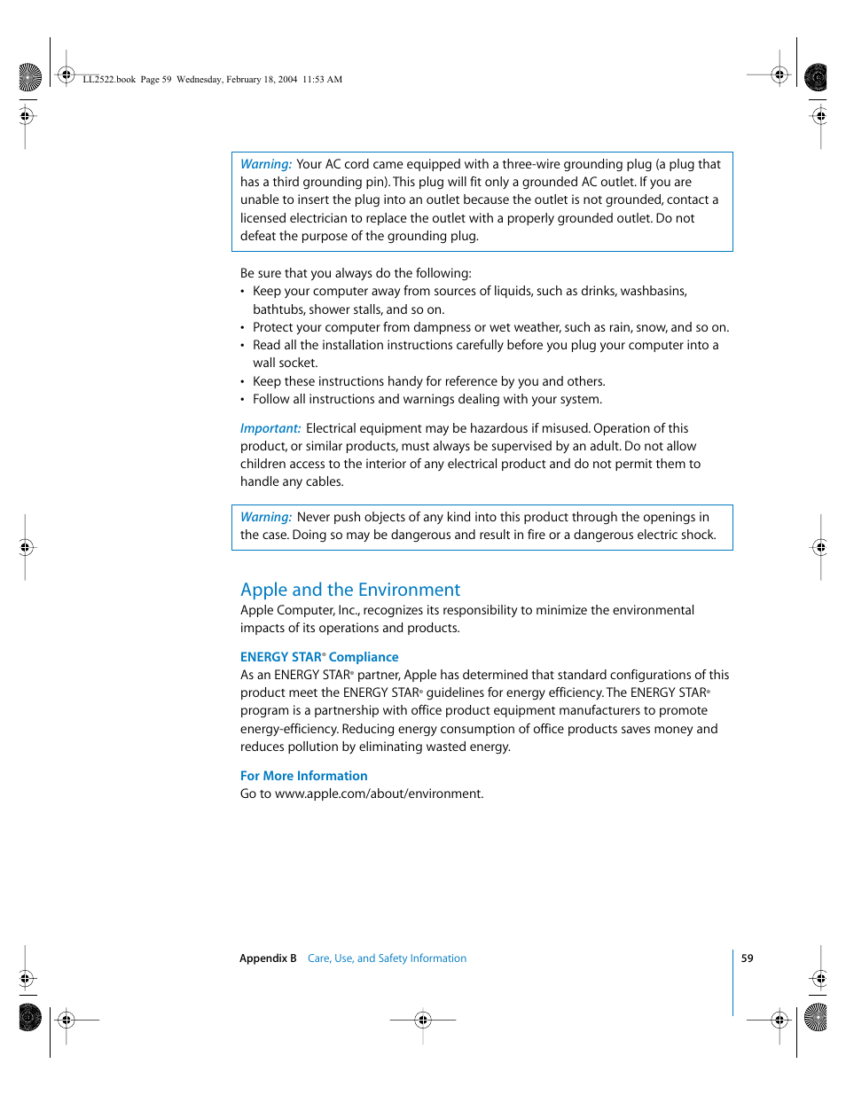 Apple and the environment | Apple eMac (USB 2.0; Early 2004) User Manual | Page 59 / 88