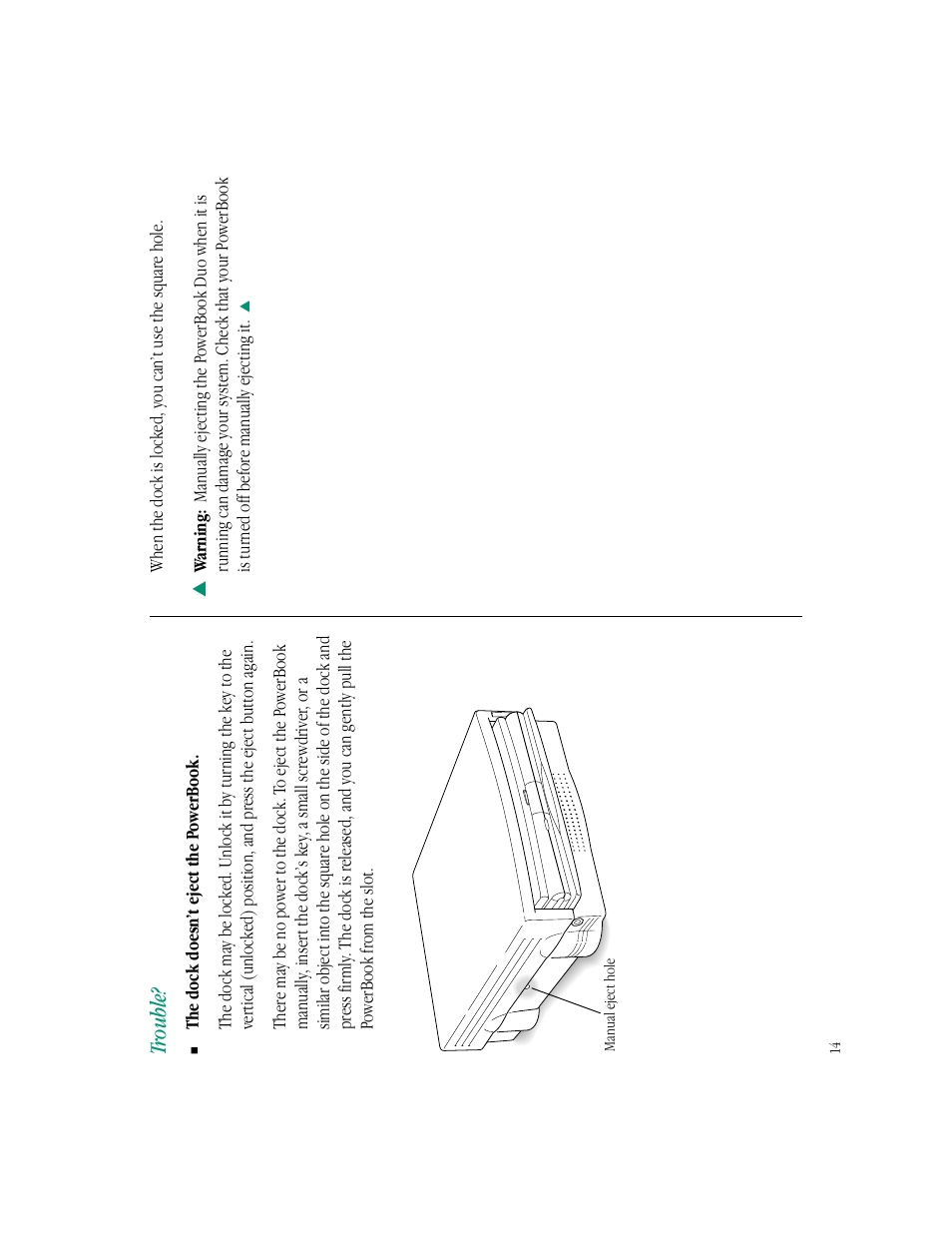 Trouble | Apple PowerBook Duo Dock (including Duo Dock II) User Manual | Page 18 / 36