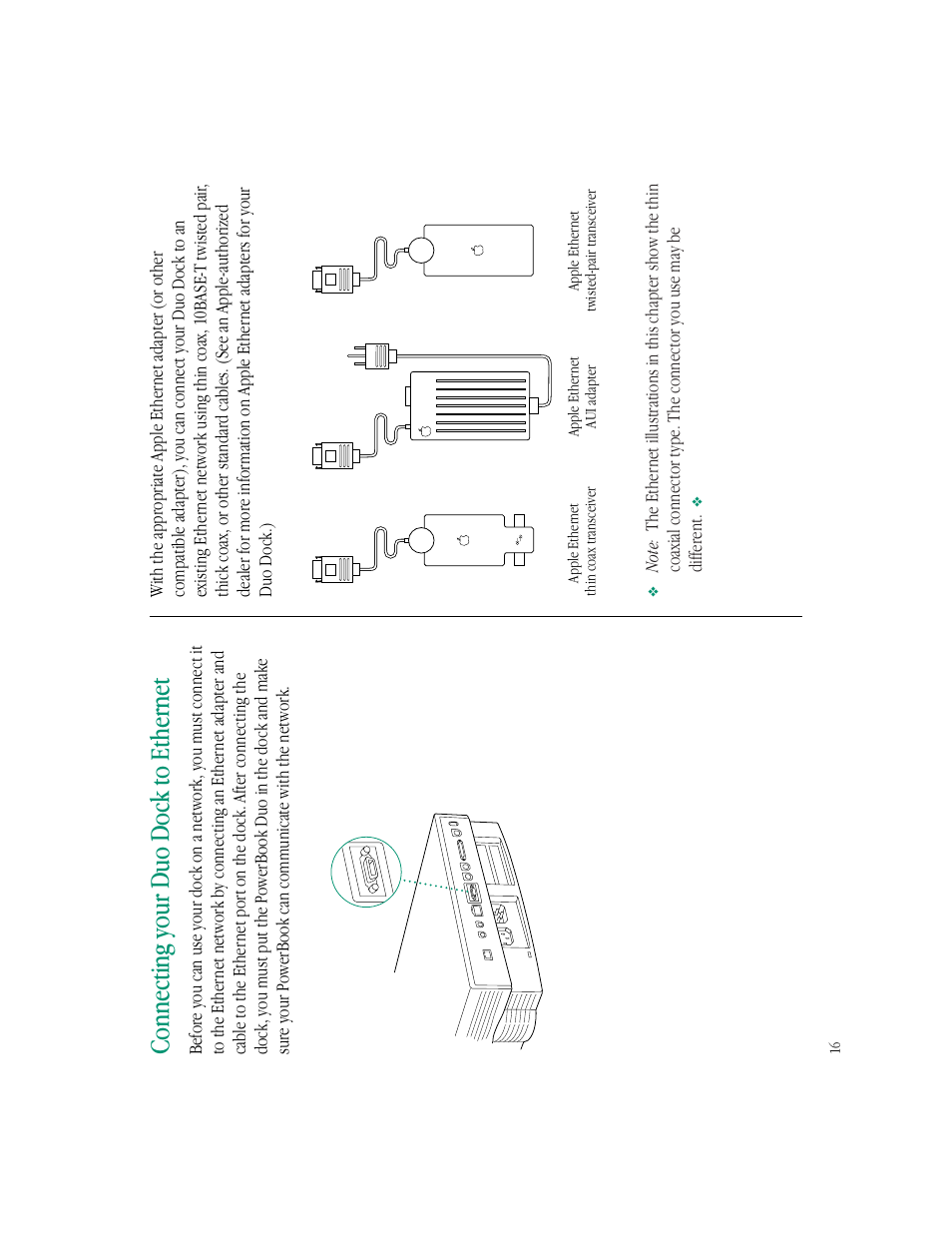 Connecting your duo dock to ethernet | Apple PowerBook Duo Dock (including Duo Dock II) User Manual | Page 20 / 36