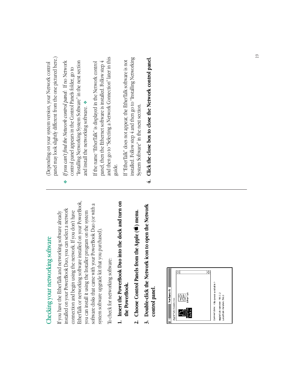 Checking your networking software | Apple PowerBook Duo Dock (including Duo Dock II) User Manual | Page 23 / 36