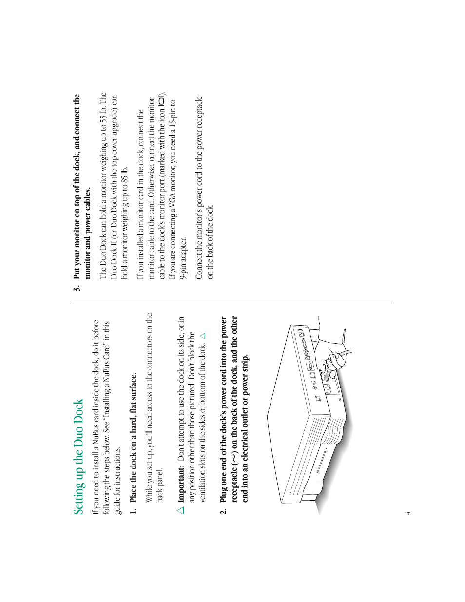 Setting up the duo dock | Apple PowerBook Duo Dock (including Duo Dock II) User Manual | Page 8 / 36