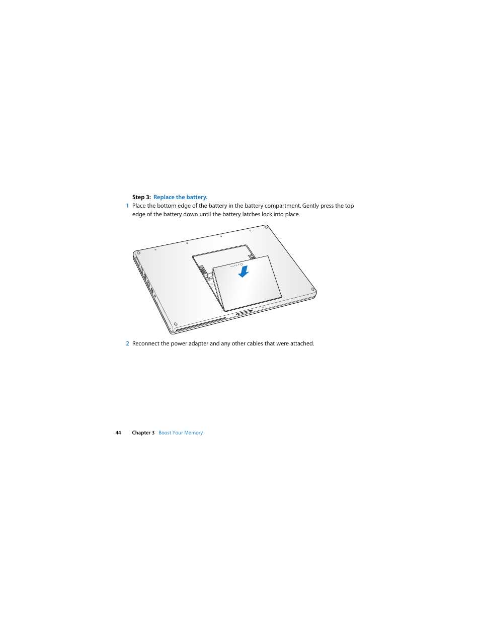 Step3: replace the battery | Apple MacBook Pro (Late 2007, 2.4/2.2 GHz) User Manual | Page 44 / 84