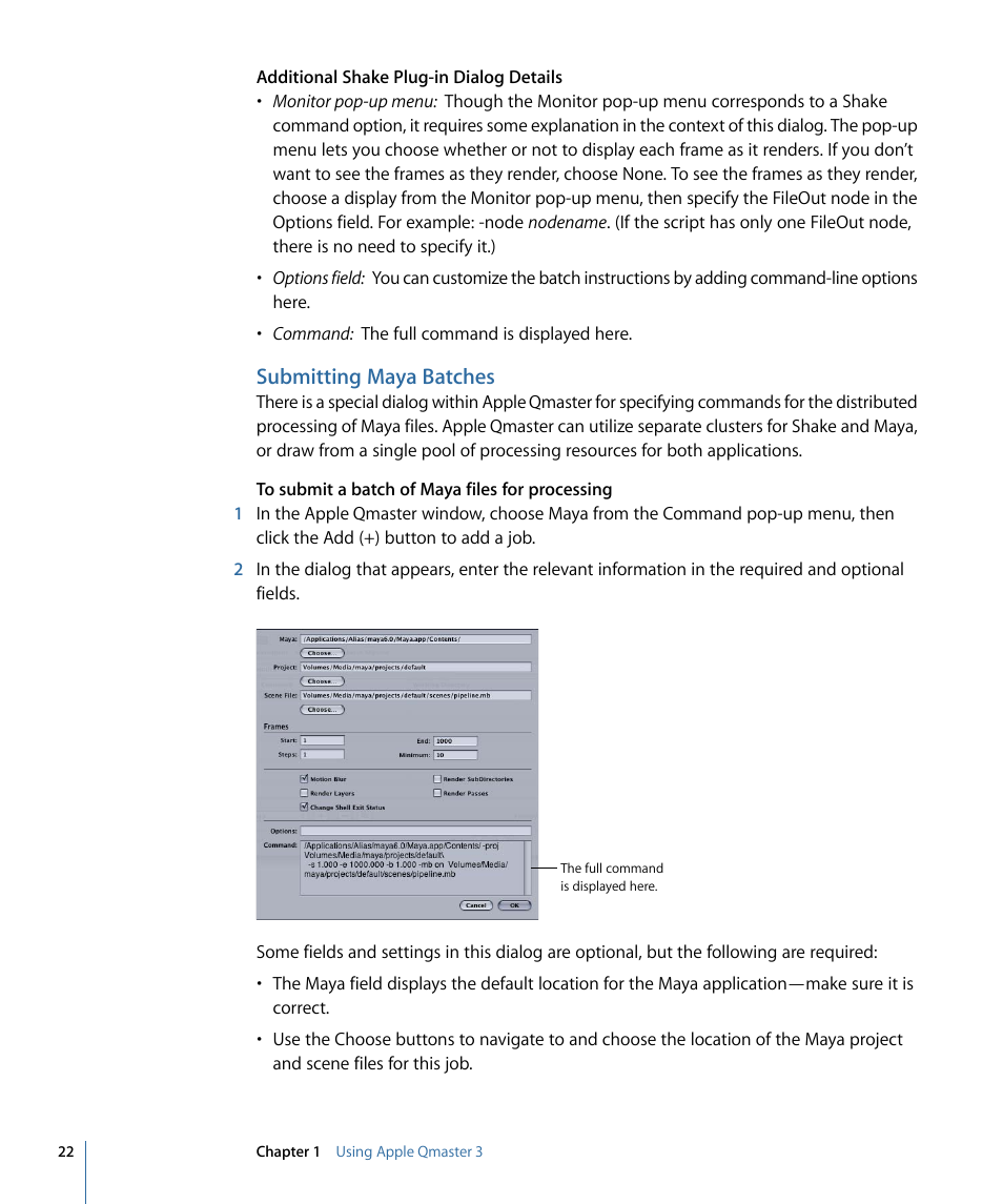 Submitting maya batches | Apple Qmaster 3 User Manual | Page 22 / 42