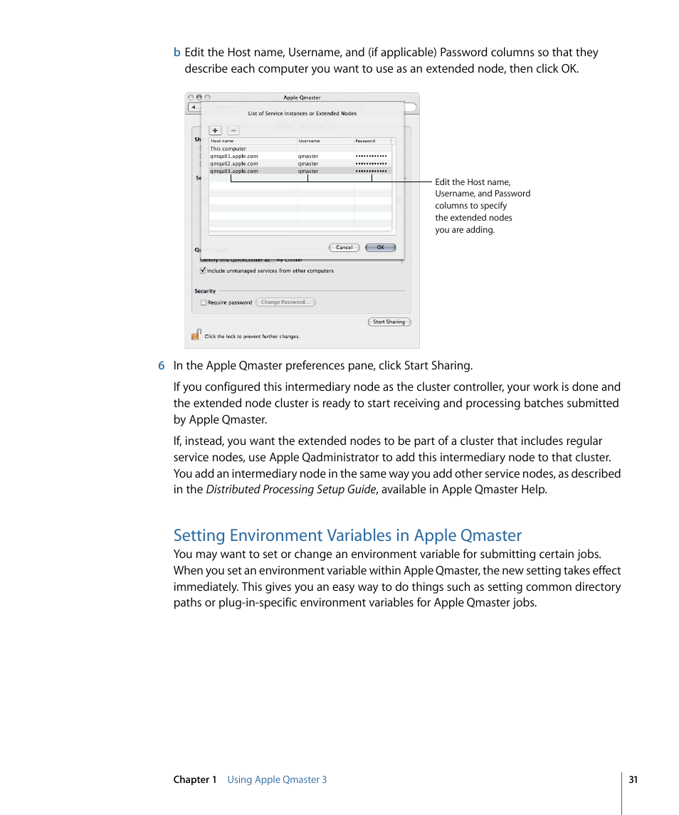 Setting environment variables in apple qmaster | Apple Qmaster 3 User Manual | Page 31 / 42