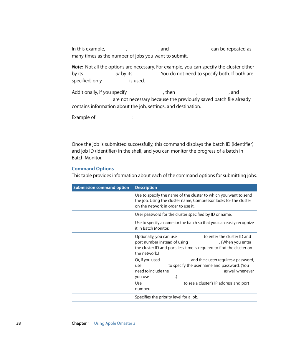 Command options | Apple Qmaster 3 User Manual | Page 38 / 42