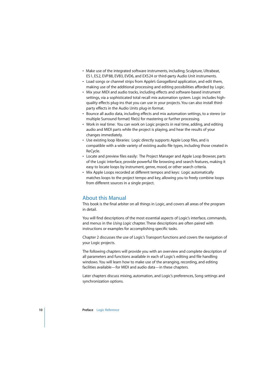 About this manual | Apple Logic Pro 7 User Manual | Page 10 / 730