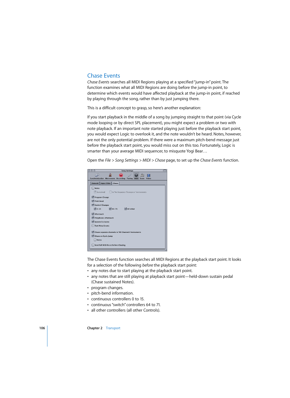 Chase events | Apple Logic Pro 7 User Manual | Page 106 / 730