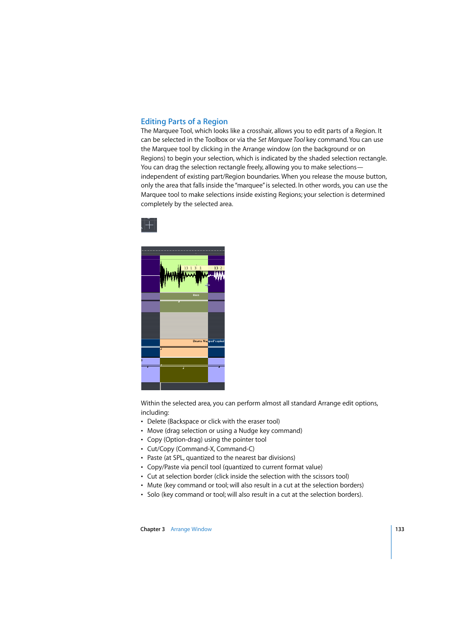 Editing parts of a region | Apple Logic Pro 7 User Manual | Page 133 / 730