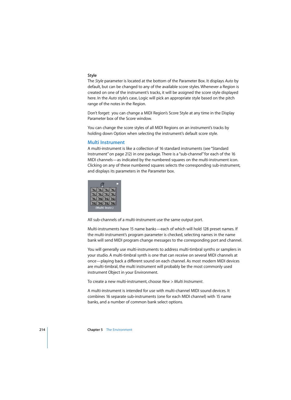 Multi instrument | Apple Logic Pro 7 User Manual | Page 214 / 730