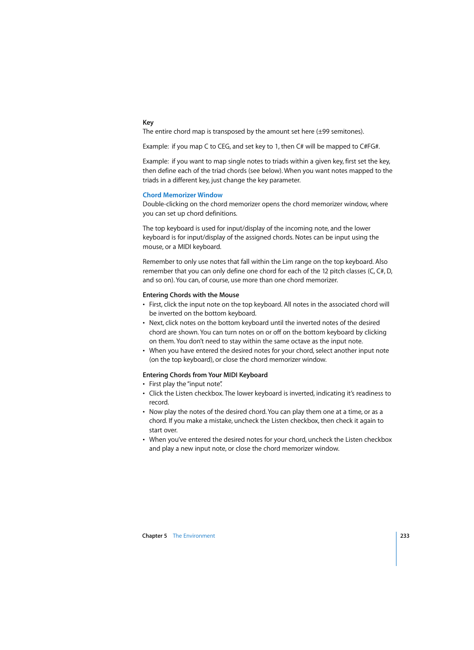 Chord memorizer window | Apple Logic Pro 7 User Manual | Page 233 / 730