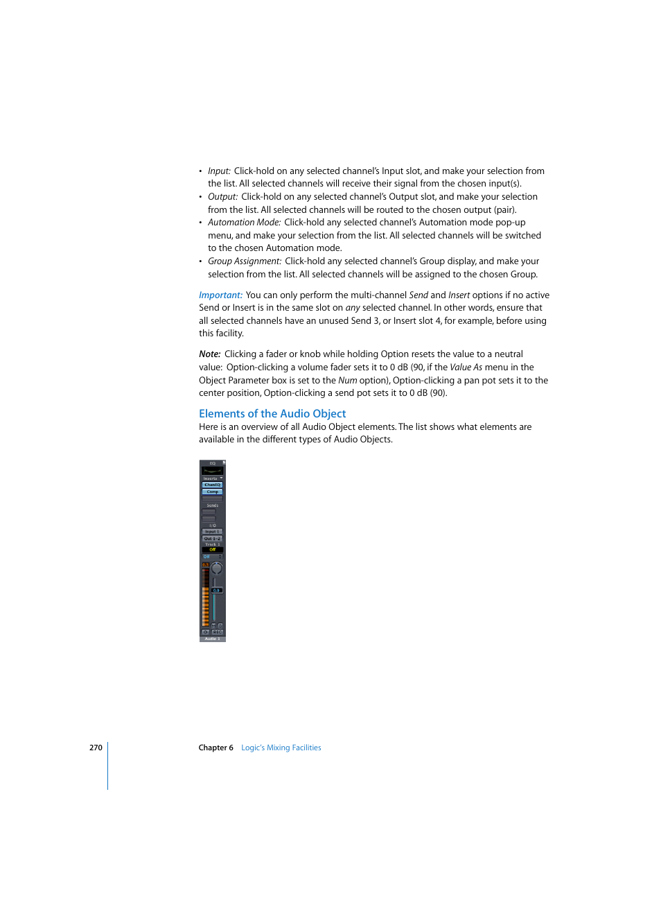 Elements of the audio object | Apple Logic Pro 7 User Manual | Page 270 / 730