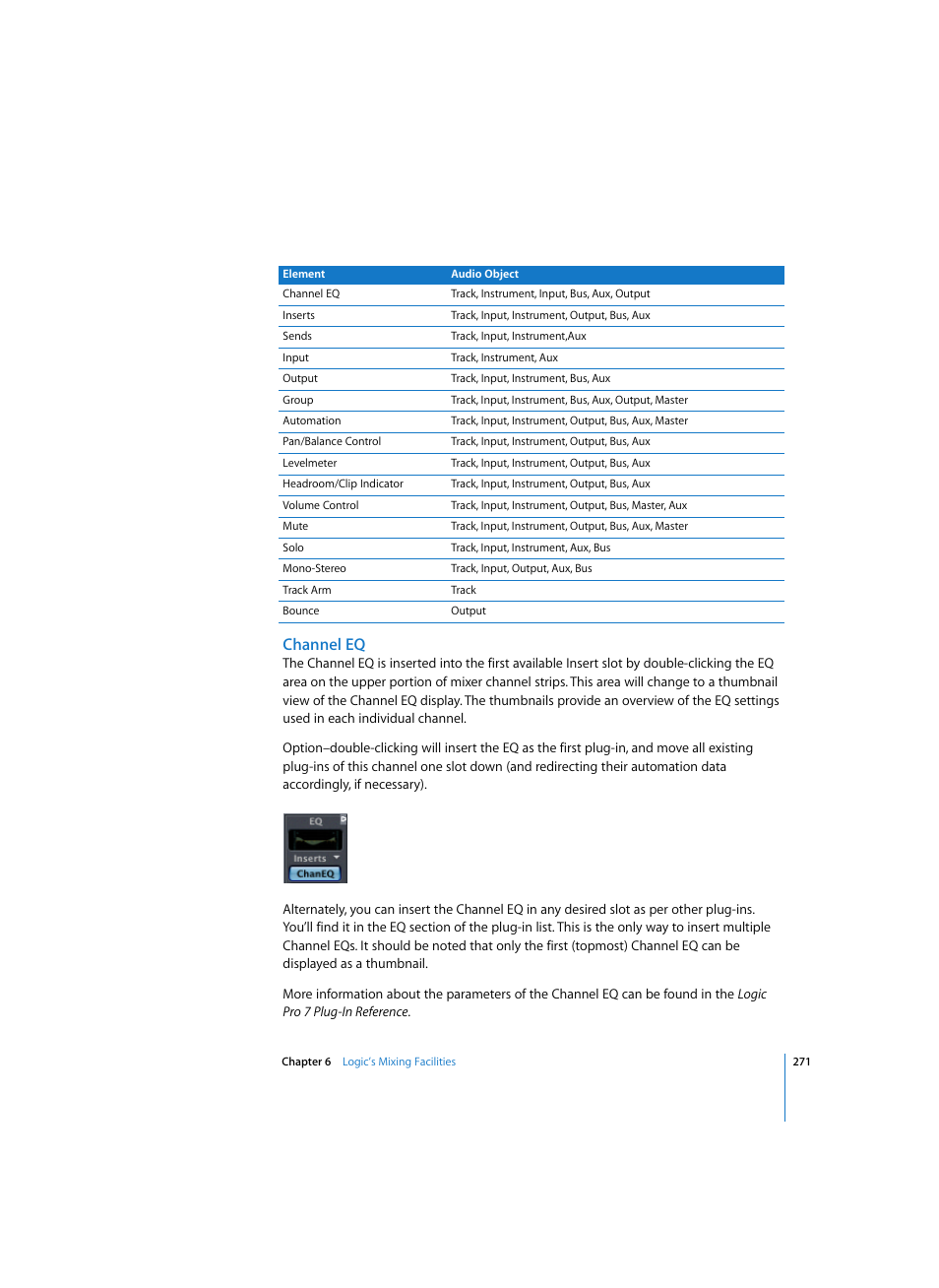 Channel eq | Apple Logic Pro 7 User Manual | Page 271 / 730