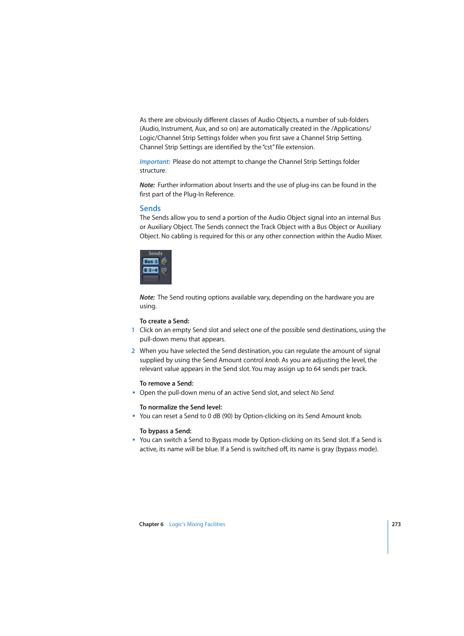 Sends | Apple Logic Pro 7 User Manual | Page 273 / 730