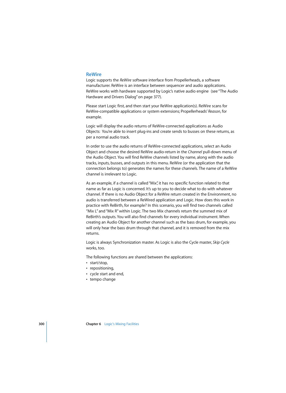 Rewire | Apple Logic Pro 7 User Manual | Page 300 / 730