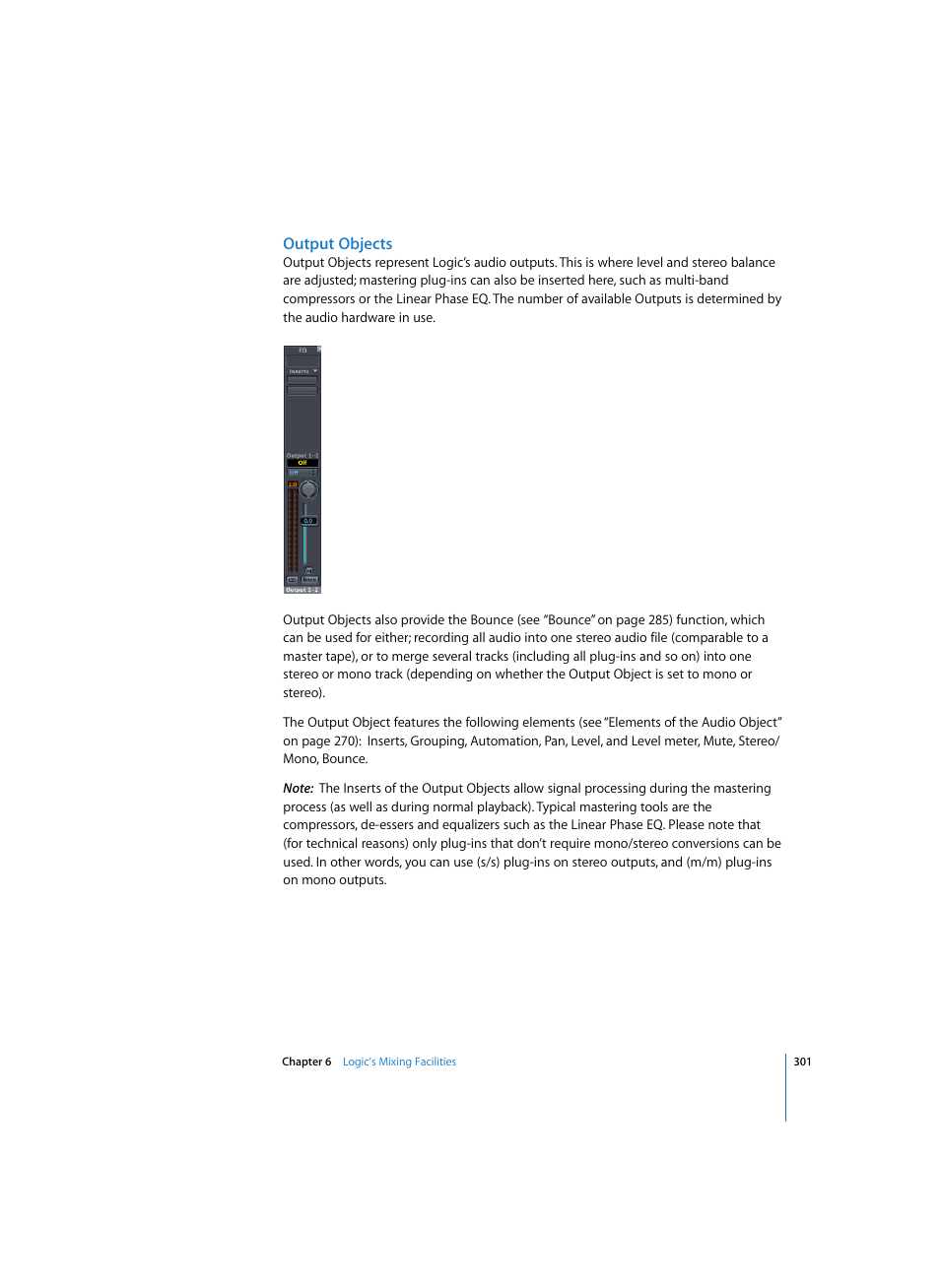 Output objects | Apple Logic Pro 7 User Manual | Page 301 / 730