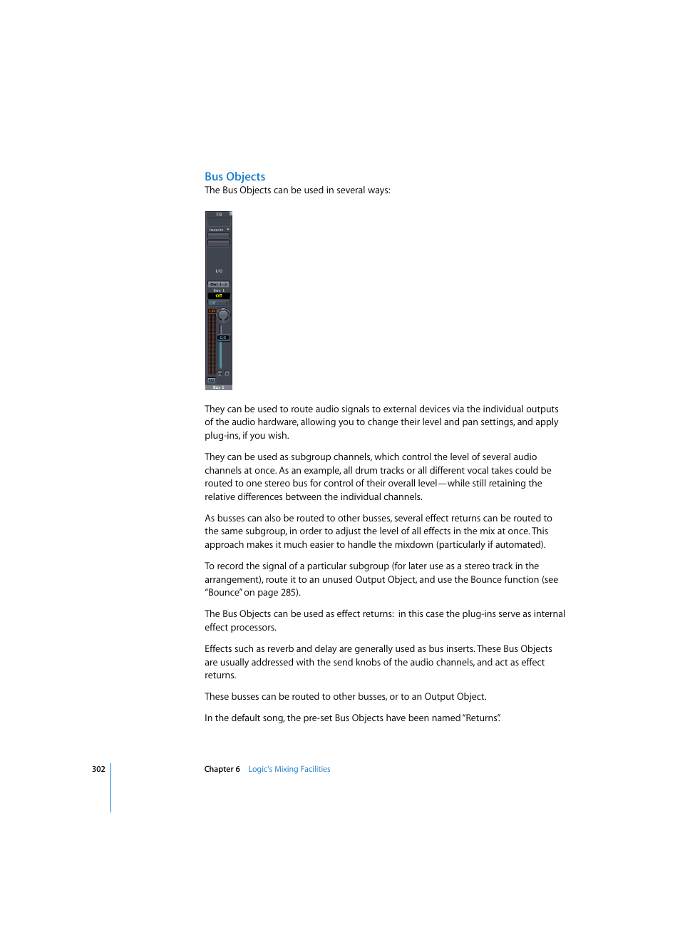 Bus objects | Apple Logic Pro 7 User Manual | Page 302 / 730