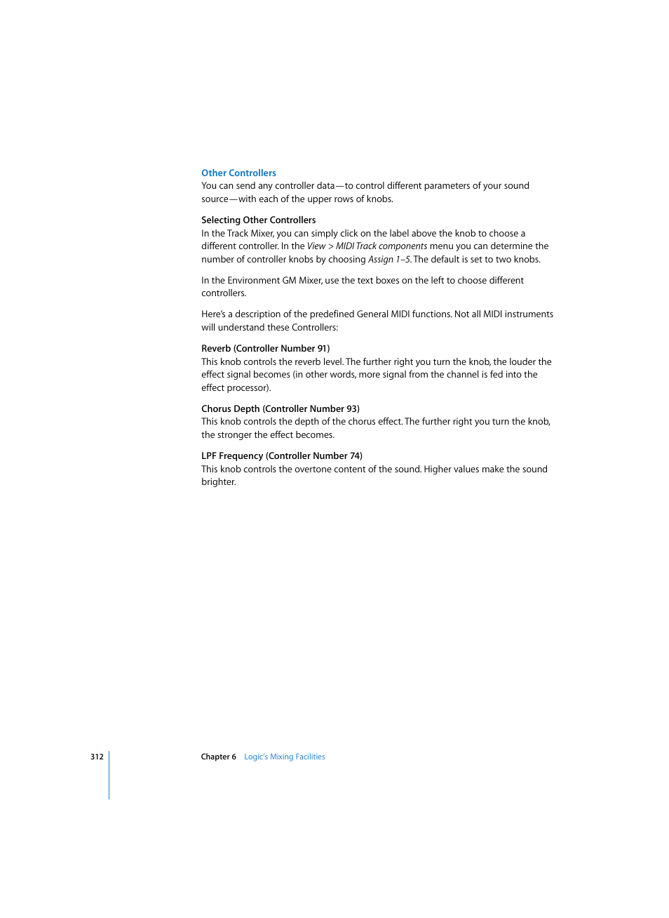 Other controllers | Apple Logic Pro 7 User Manual | Page 312 / 730