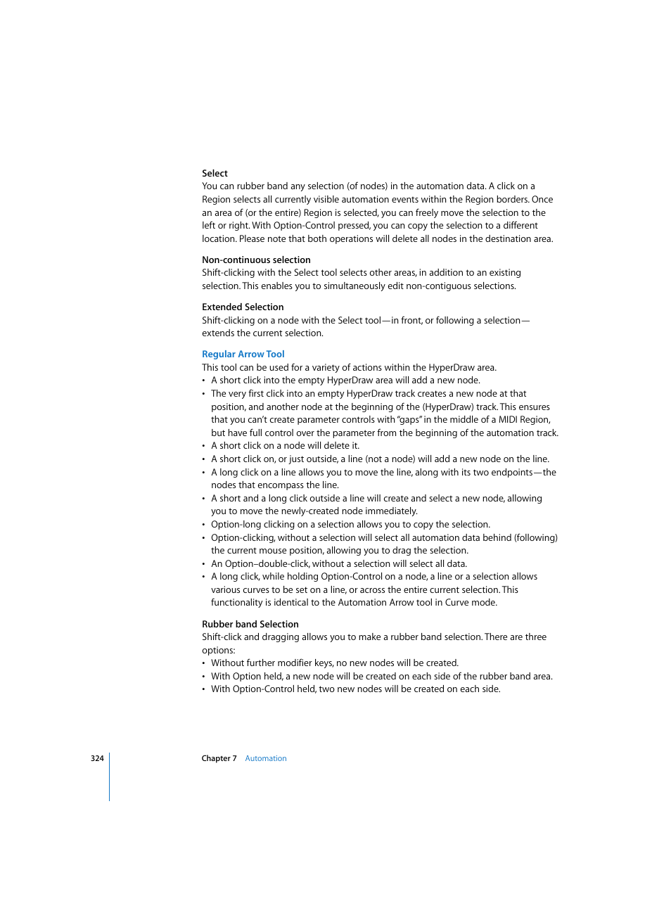 Regular arrow tool | Apple Logic Pro 7 User Manual | Page 324 / 730