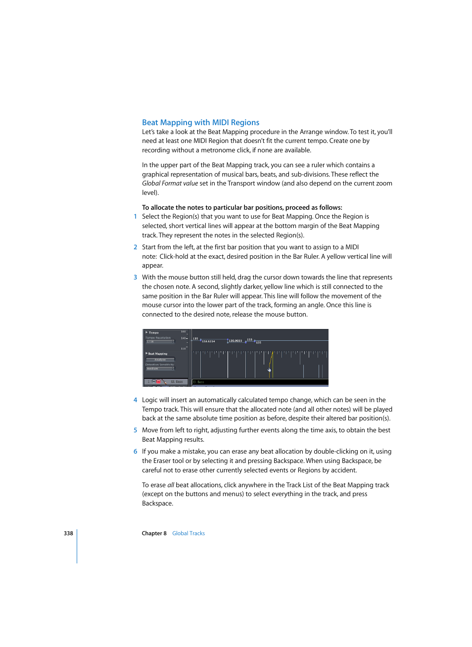 Beat mapping with midi regions | Apple Logic Pro 7 User Manual | Page 338 / 730