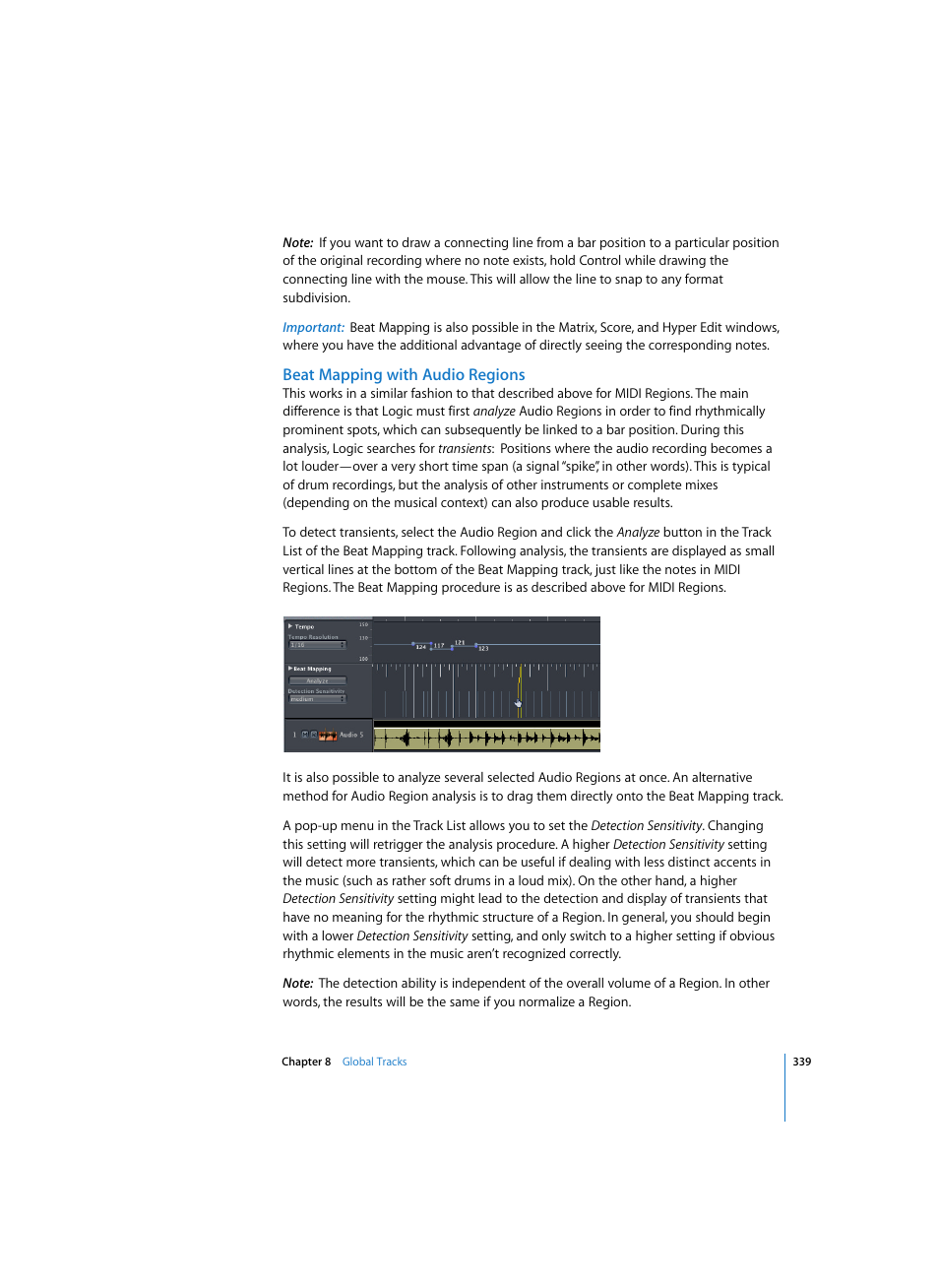 Beat mapping with audio regions | Apple Logic Pro 7 User Manual | Page 339 / 730