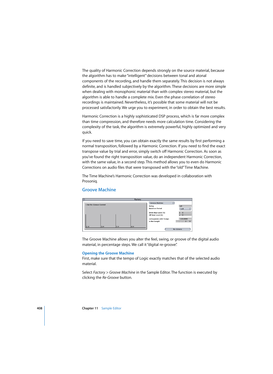 Groove machine, Opening the groove machine | Apple Logic Pro 7 User Manual | Page 408 / 730