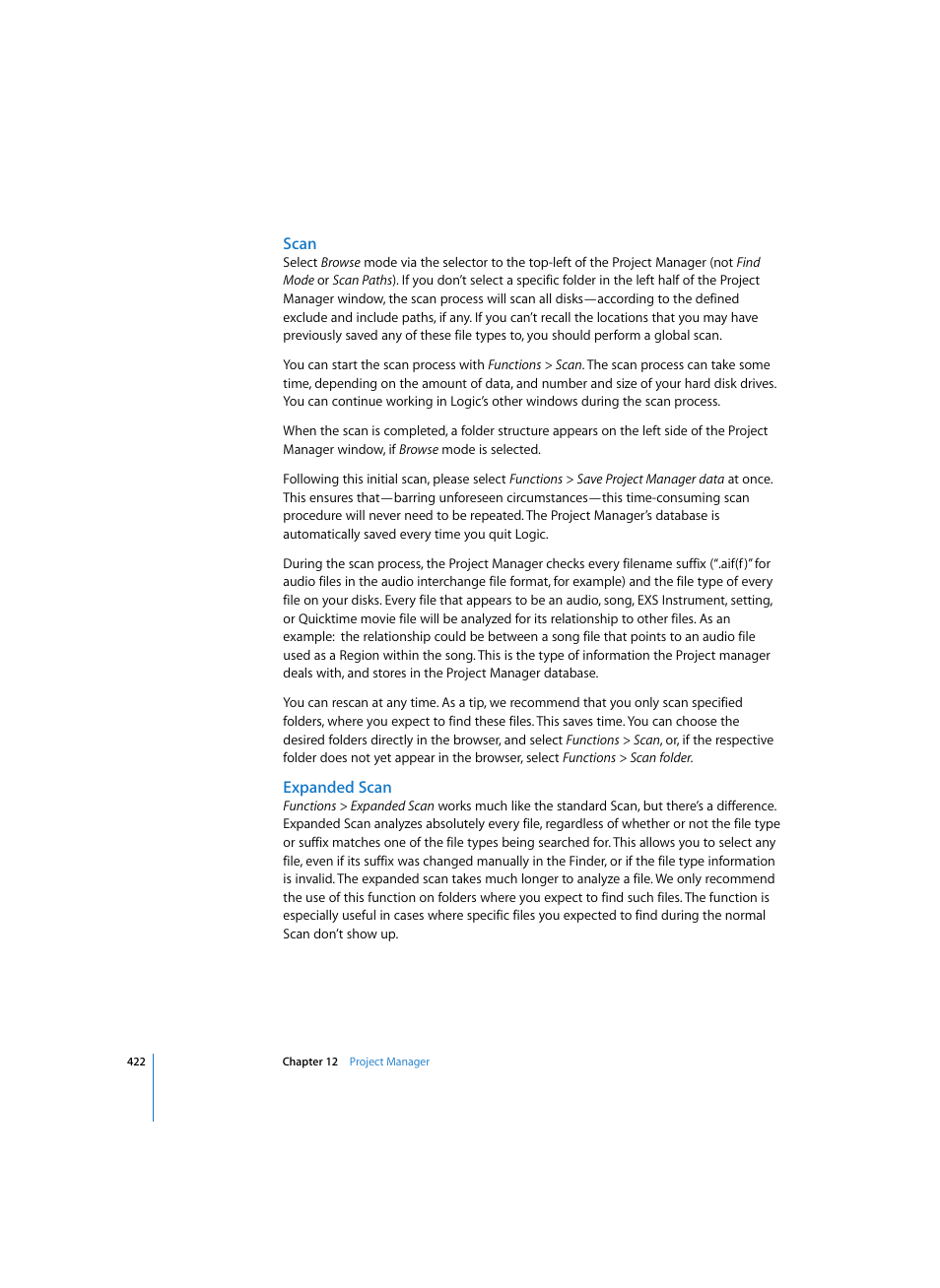 Scan, Expanded scan | Apple Logic Pro 7 User Manual | Page 422 / 730