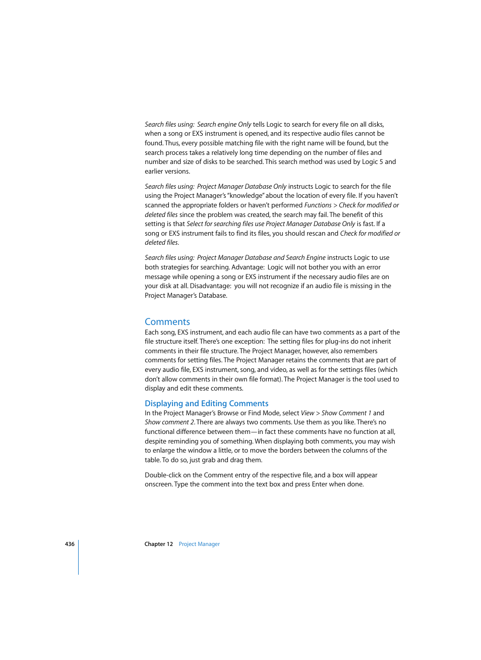 Comments, Displaying and editing comments | Apple Logic Pro 7 User Manual | Page 436 / 730