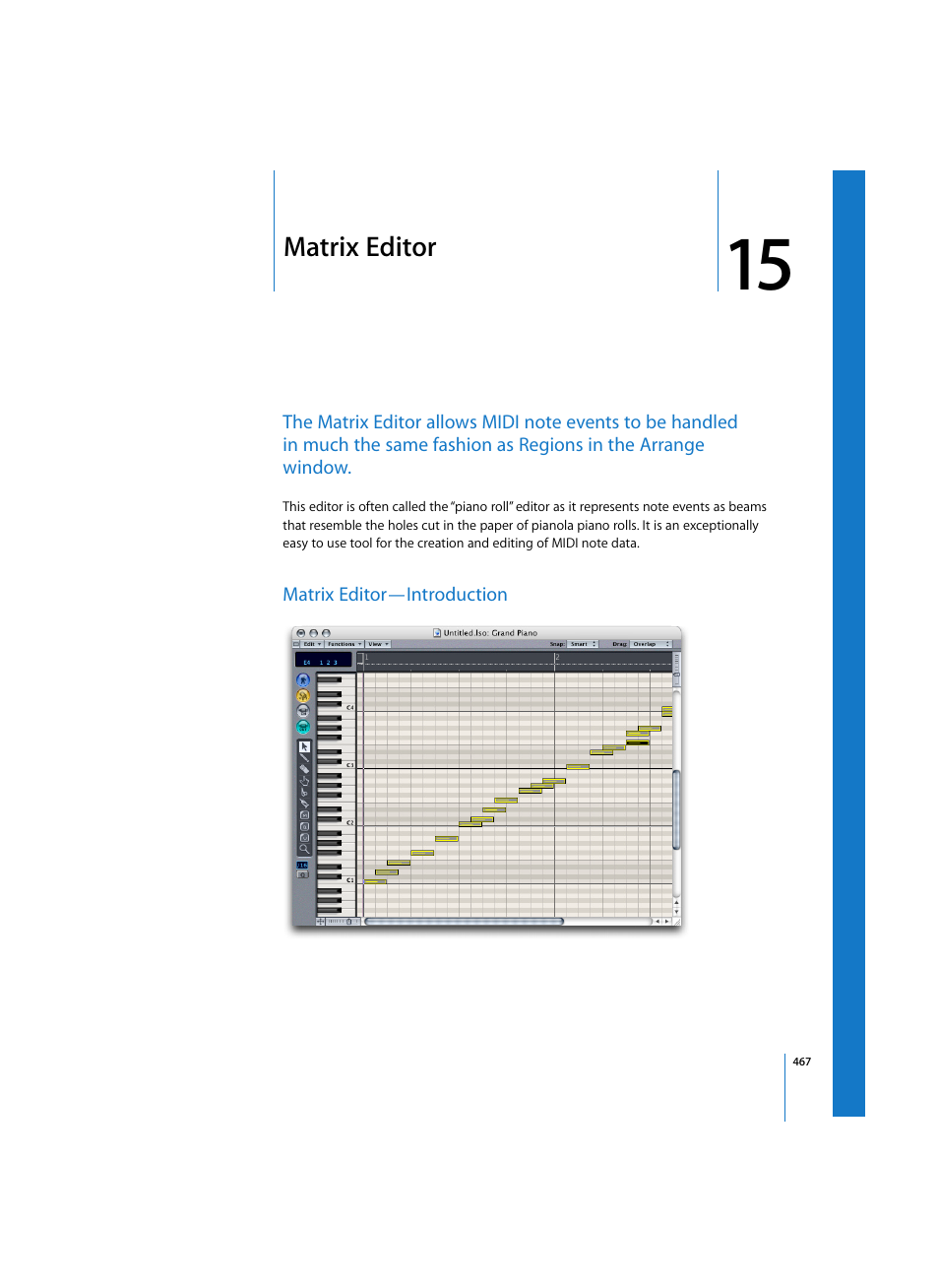 Matrix editor, Matrix editor—introduction | Apple Logic Pro 7 User Manual | Page 467 / 730