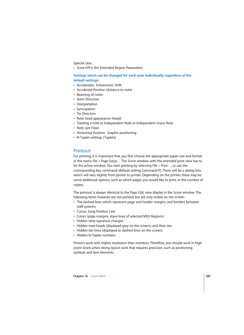 Printout | Apple Logic Pro 7 User Manual | Page 487 / 730