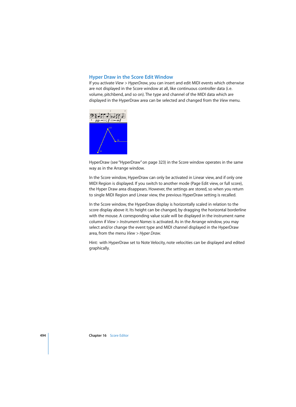 Hyper draw in the score edit window | Apple Logic Pro 7 User Manual | Page 494 / 730